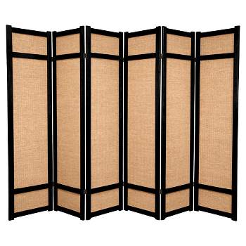 6 ft. Tall Jute Shoji Screen - Black (6 Panels)