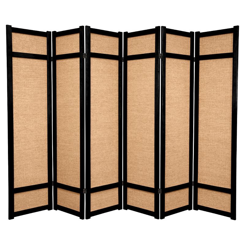6 ft. Tall Jute Shoji Screen - Black (6 Panels), 1 of 6