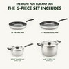 Level Stackable Hard Anodized Healthy Ceramic Nonstick, 6 Piece Pots and Pans Cookware Set PFAS-Free, Dishwasher Safe, Black - 2 of 3
