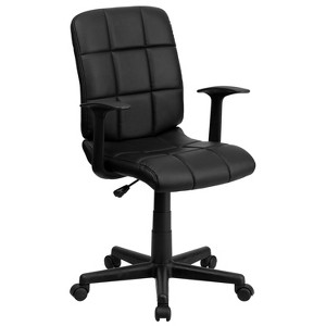 Emma and Oliver Mid-Back Quilted Vinyl Swivel Task Office Chair with Arms - 1 of 4