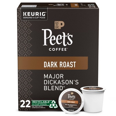 Peet's Major Dickason Dark Roast Coffee - Keurig K-Cup Pods - 22ct