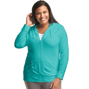 Hanes Just My Size Women's Full-Zip Slub Hoodie (Plus Size) - 1 of 3
