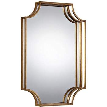 Uttermost Rectangular Vanity Accent Wall Mirror Vintage Beveled Antique Gold Leaf Iron Frame 20" Wide for Bathroom Bedroom