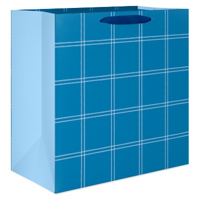 Father's Day XL Gift Bag Blue Window Plaid