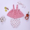 MyKids-USA Baby Girl Plaid Pattern Sling Tops Combo Polka Dot Shorts With Handband Sets - 2 of 4
