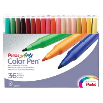 Pentel Color Marker Set, Fine Fiber Tip, Assorted Colors, Set of 36