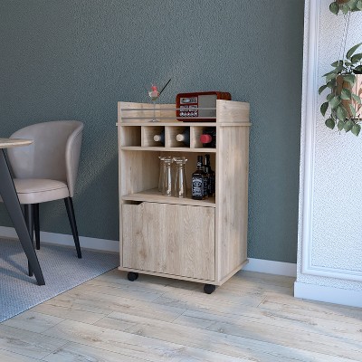 NicBex Mobile Kitchen Island Cart Morden Kitchen Carts on Wheels with Storage, 1 Cabinet Door and 4 Bottle Rack for Kitchen