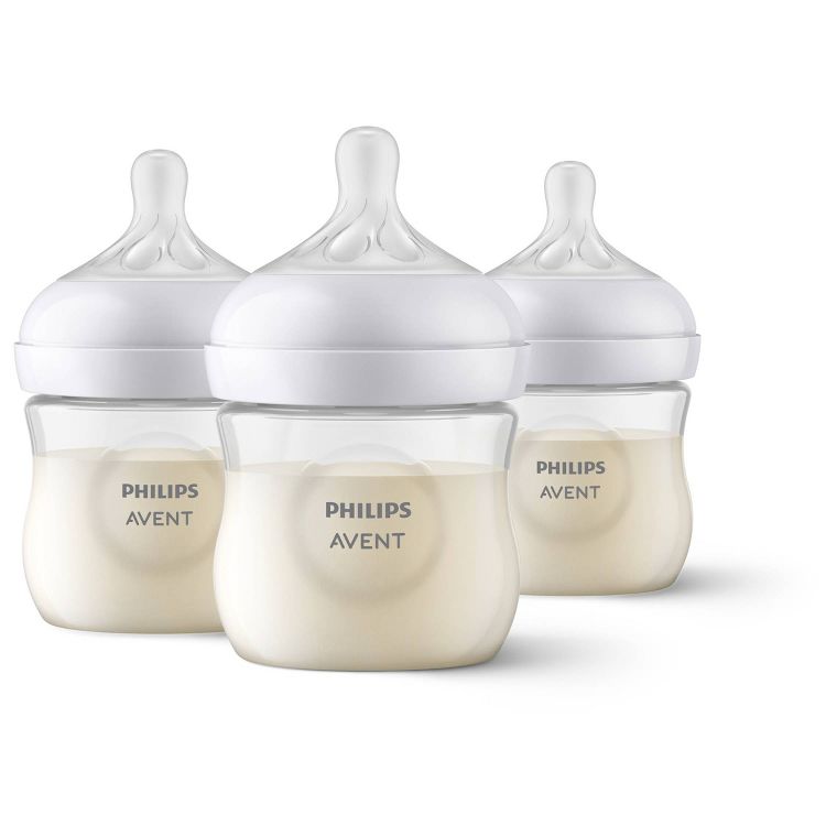 Philips Avent 3pk Natural Baby Bottle with Natural Response Nipple - Clear - 4oz, 1 of 3