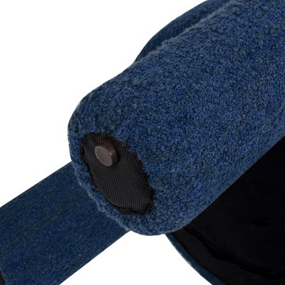 Cerulean Blue Boucle Round Upholstered Ottoman with Eucalyptus Legs