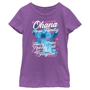 Girl's Lilo & Stitch Ohana Means Family T-Shirt - 1 of 4