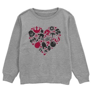 Boy's Star Wars Valentine's Day Heart Icons Sweatshirt - 1 of 2