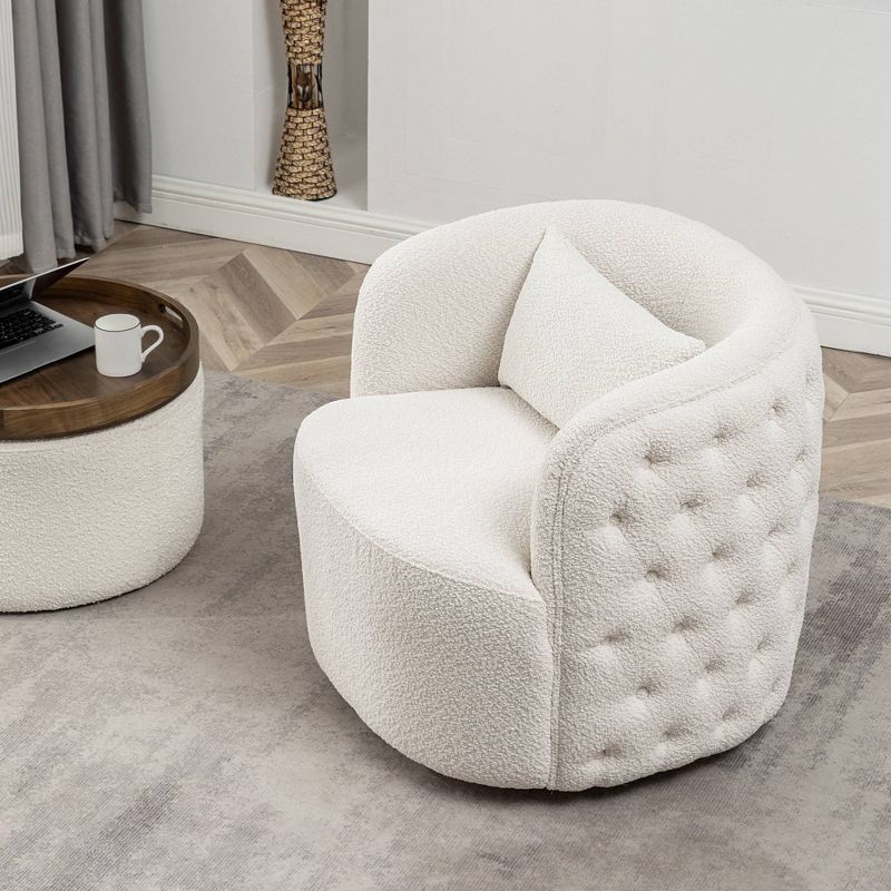  34" Wide Boucle Tufted Upholstered 360° Swivel Armchair - Kinwell, 3 of 12