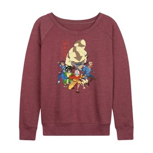 Women's - Avatar: The Last Airbender - Aang Group Lightweight French Terry Wide Neck Long Sleeve Shirt - 1 of 4