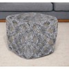 HomeRoots 18" Natural and Gray Wool Cotton Blend Cube Geometric Pouf Ottoman - 2 of 4