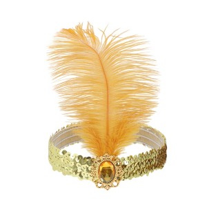 Unique Bargains Women's Feather Faux Diamond Sequins Headband 1 Pc - 1 of 4