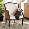 bali & pari Ornella Fabric and Wood Accent Chair Beige/Dark Brown: Polyester Upholstery, Rattan Frame - 3 of 4