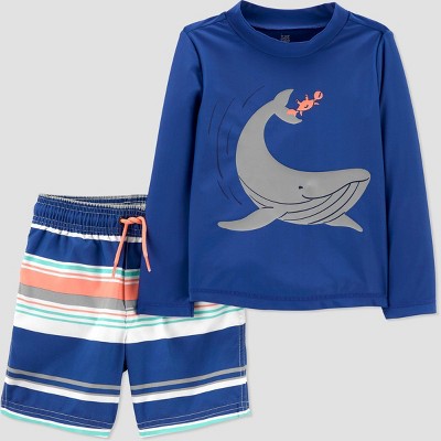 Toddler Boys' Whale Print Rash Guard Set - Just One You® made by carter's Blue