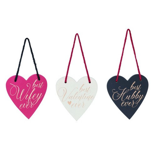 Transpac MDF Heart Hanging Decor Set of 3 Valentines Home Decorations - image 1 of 1