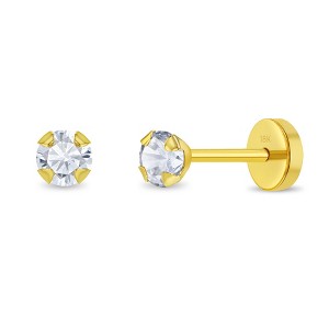 Girls' Prong Cubic Zirconia Push Back 18k Gold Earrings - In Season Jewelry - 1 of 1