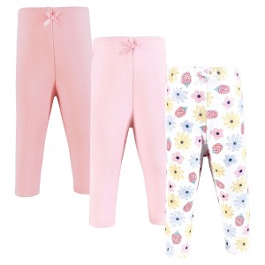 Hudson Baby Infant Girl Cotton Pants and Leggings, Strawberry Flowers - 1 of 4