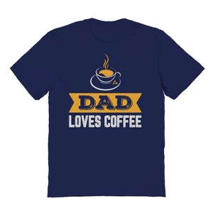 Rerun Island Men's Dad Loves Coffee Short Sleeve Graphic Cotton T-Shirt - Navy L - 1 of 3