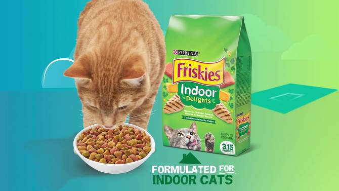 Purina Friskies Indoor Delights with Flavors of Chicken, Salmon, Cheese & Greens Adult Complete & Balanced Dry Cat Food, 2 of 8, play video