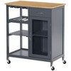 HOMCOM Utility Kitchen Cart, Rolling Kitchen Island Storage Trolley with Rack, Shelves, Drawer and Cabinet - image 4 of 4