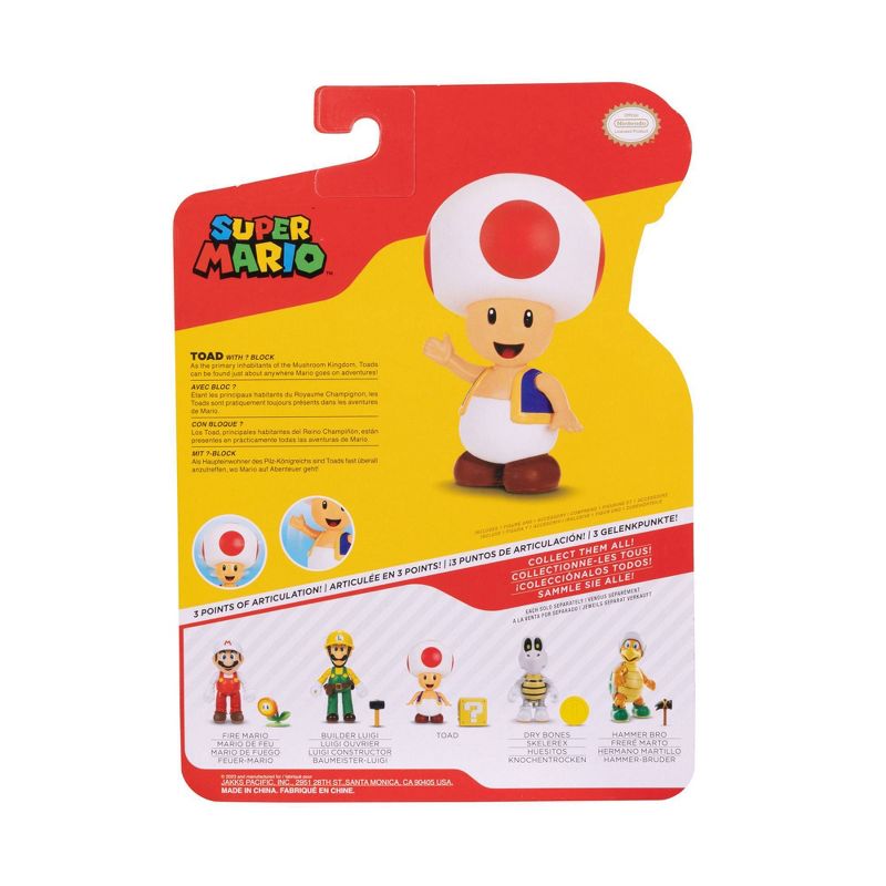 Nintendo Super Mario Toad with Question Mark Block Action Figure, 6 of 7