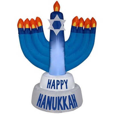 Gemmy Airblown Outdoor Hanukkah Candles, 3.5 ft Tall, Multicolored