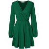 Women's Sexy V-Neck A-Line Long Sleeve Cocktail Party Basic Short Dress - 2 of 4