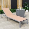 LeisureMod Marlin Modern Outdoor Patio Chaise Lounge Chair in Grey Aluminum Frame with Square Fire Pit Side Table - 2 of 4