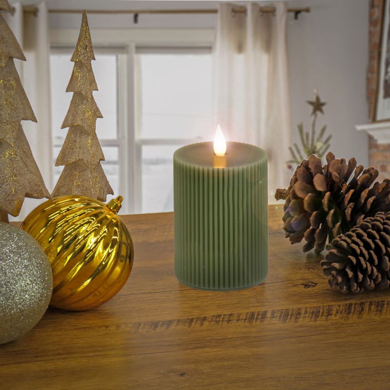 6" HGTV LED Real Motion Flameless Green Candle Warm White Light - National Tree Company, 2 of 5