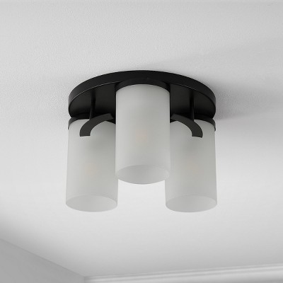 Jeffra Black and Acid Glass 3-Light Flush Mount