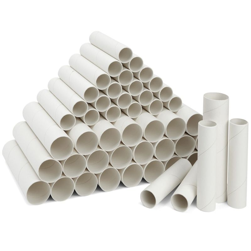 Bright Creations 50 Pack White Paper Cardboard Craft Tube Rolls for Art Crafts DIY Projects, 1 of 9