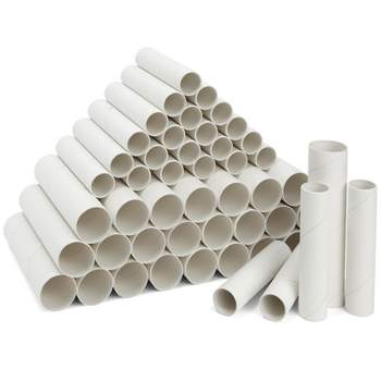 Bright Creations 50 Pack White Paper Cardboard Craft Tube Rolls for Art Crafts DIY Projects