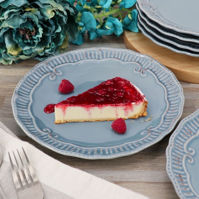 Gibson Modern Southern Home 6 Piece 9 Inch Stoneware Embossed Dessert Plate Set, 4 of 6