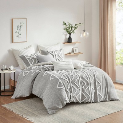 Hayes Gray Cotton Chenille Full/Queen Duvet Cover Set