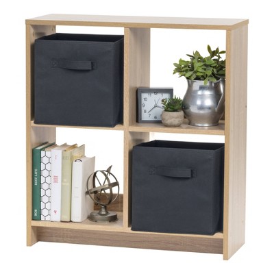 Adjustable 4-Cube Light Brown Organizer Shelf for Versatile Storage