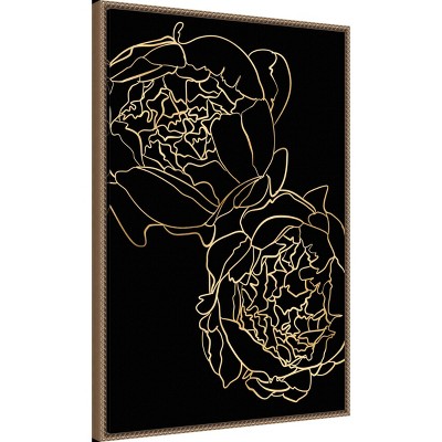 Gold and Black Beaded Framed Canvas Wall Art, 23"x33"