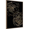 23"x33" Peonies in gold and black by Rosana Laiz Blursbyai Framed Canvas Wall Art Print Bronze - Amanti Art: Vertical Lithograph, Modern Decor - 2 of 4