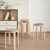 Lirago Set of 4 Brown Stackable Bentwood Stools-Solid Wood Round Backless Chairs for Dining Room Kitchen Classroom 11.81"W * 11.81"L * 15.74"H - 2 of 4