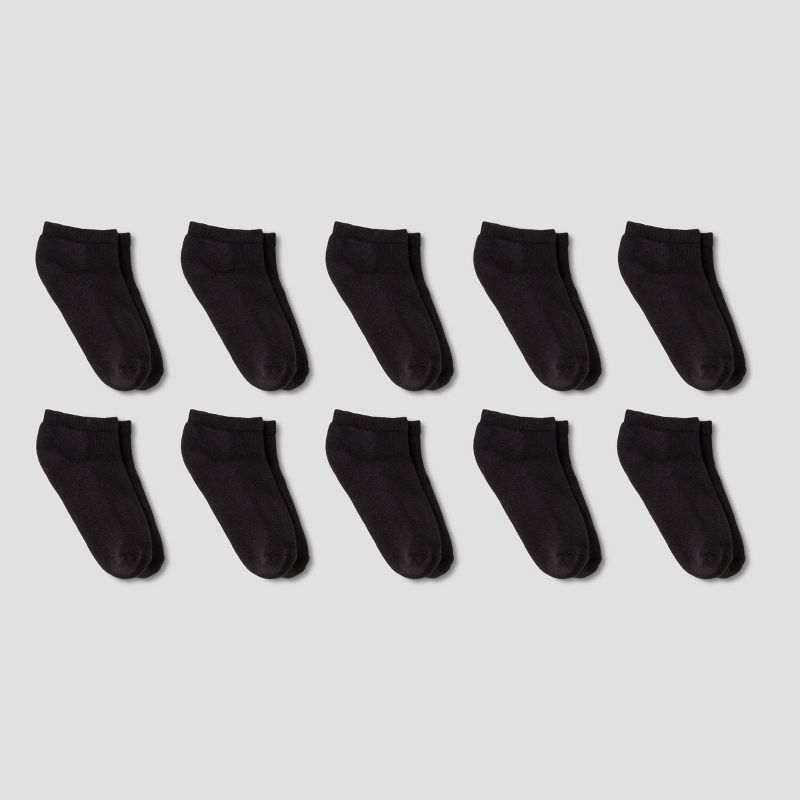 Boys' 10pk Low Cut Athletic Socks - Cat & Jack™ Black, 1 of 2