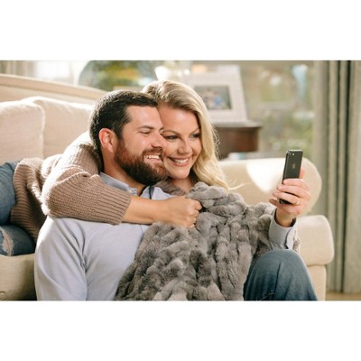 Dark Gray Reversible Faux Fur Full Throw Blanket