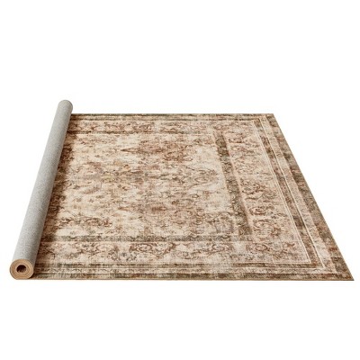 SONGMICS HOME Area Rug, 8x10 ft Living Room Rug, Non-Slip Carpet, Farmhouse Style Rug, Home Decor, Machine Washable, Cappuccino Beige