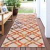 Modern Diamond Lattice Indoor Outdoor Runner or Area Rug by Blue Nile Mills - 2 of 4