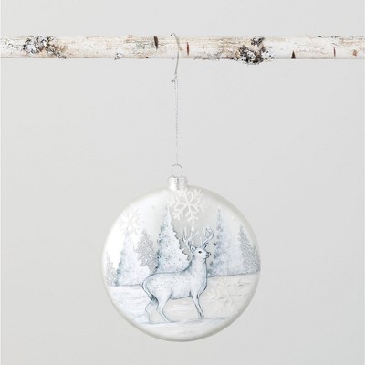 Sullivans Deer Disc Ornament 6"H White