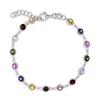 Girls' Multicolored Bezel Set CZ Bracelet Sterling Silver - In Season Jewelry