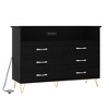6 Drawer Dresser with LED Lights and Charging Station,Modern White Wood TV Stand for Bedroom & Living Room - 2 of 4
