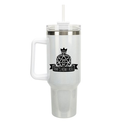 100 North That's How I Roll Nat 20 Dice Role Playing Game Wrap-Around 40 Oz. Stainless Steel Water Bottle Coffee Mug, Spill & Leak Resistant, Travel