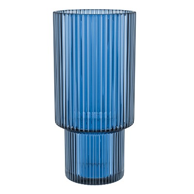 Smokey Blue Striped Tom Collins Glass, Set of 4